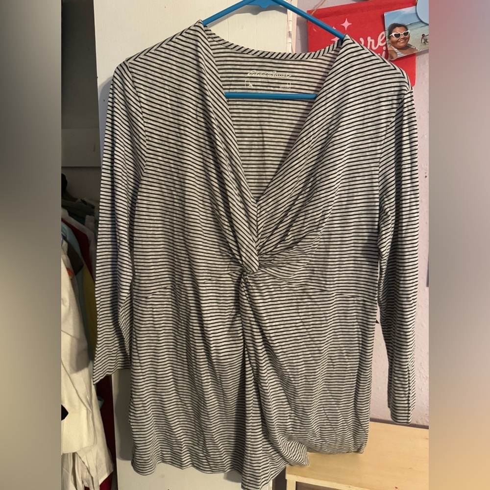 Eddie Bauer Outdoor Twist-Front Striped Top NWT Women’s Large